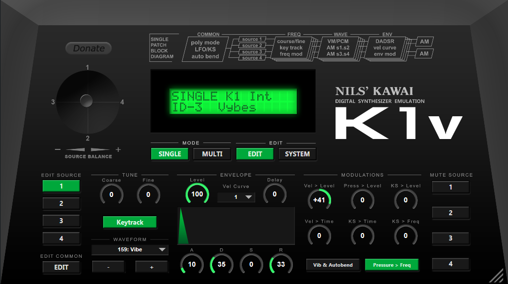 K1V instruments settings