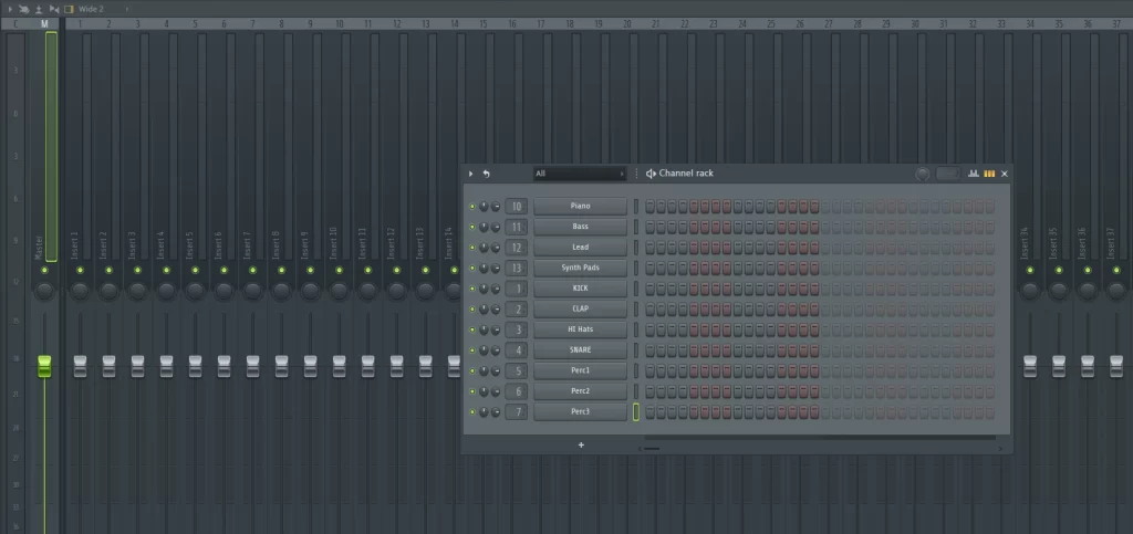 FL Studio default channel mixer state FL Studio default channel mixer state